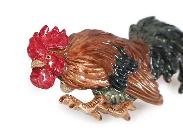 帯留 雄鶏 鶏 ニワトリ 鳥 日本画 単品 三分紐を通す シンプル 和 