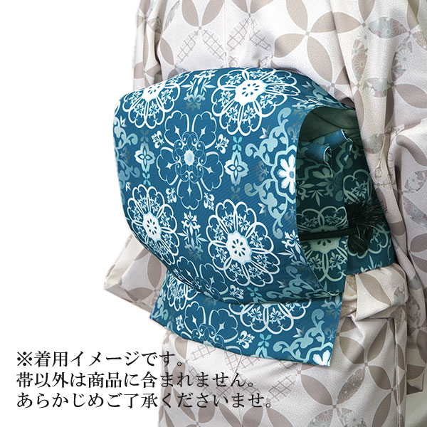 名古屋帯 新品 仕立て上がり オリジナル ブルー オリエンタル柄
