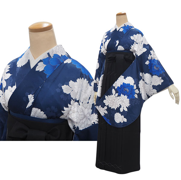 卒業式 二尺袖 着物 袴用 単品 牡丹 菊 ベージュ ピンク 淡いピンク 