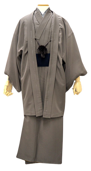 着物　羽織　ニ点セット 洗える 着物 羽織 2点セット アンサンブル メンズ 男性 和装 グレー 紺
