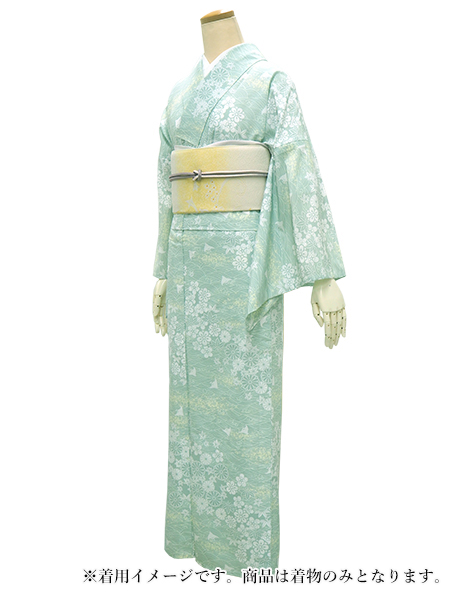 〈着物のみ〉単衣　小紋　夏着物　洗える着物　絽　紗　緑　シンプル　G14 楽天市場】着物 夏 小紋 単衣 青緑 モダン柄 フリーサイズ お
