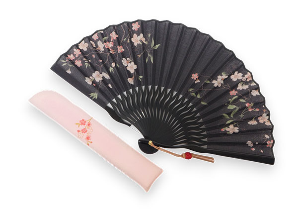 扇子 扇子袋 2点セット 箱入り 凛花 桜 若草 黒 レディース 女性