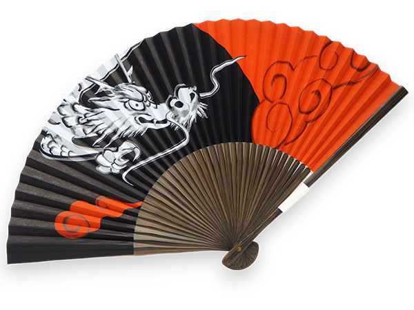 扇子 箱入り 龍 雲竜 黒 朱色 メンズ 男性 ギフト プレゼント 父の日