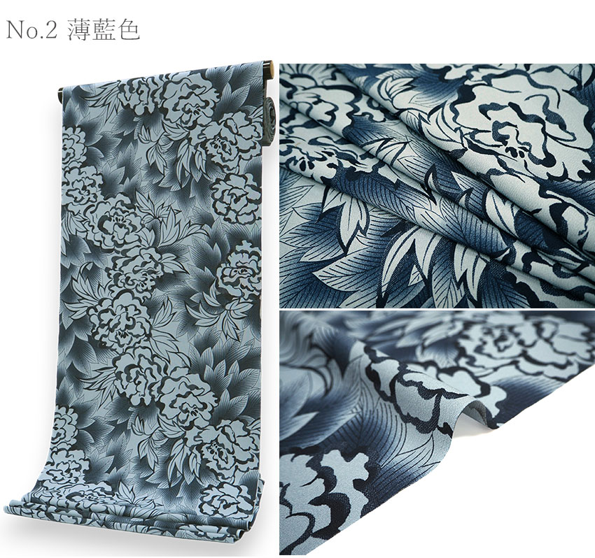 m862＊美品 洗える夏着物 薄物 牡丹 小紋 着物 反物 洗える セミオーダー 仕立て付 小紋 渋薄ピンク 薄藍