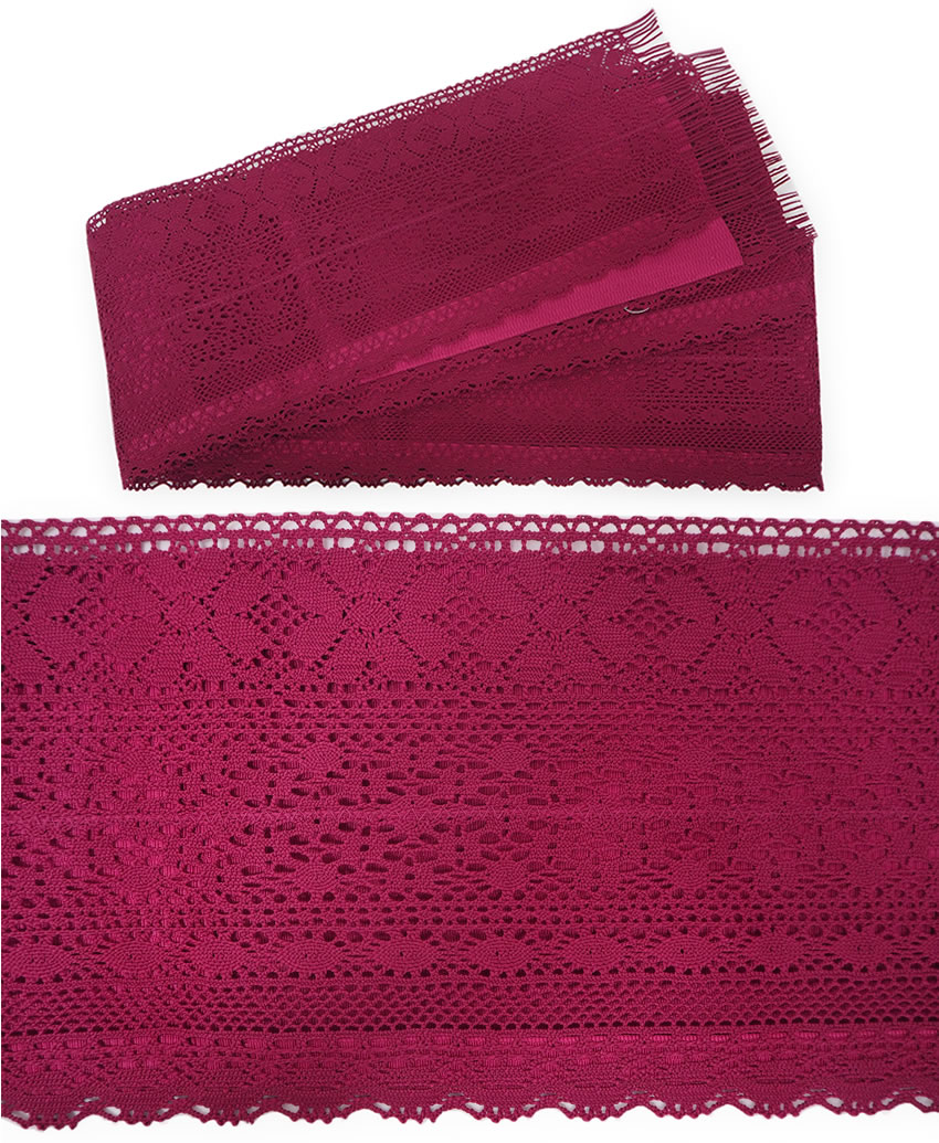 撫松庵 半幅帯 レース 4色 ホワイト ボルドー ターコイズ ブラック