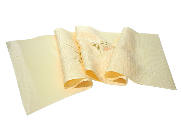 専用です☆アンティーク山吹色の着物にグリーンのだらりの帯セット utatane 高級変わり織 浴衣3点セット ( ゆかた・帯・下駄 ) 山吹