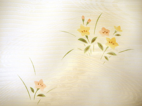専用です☆アンティーク山吹色の着物にグリーンのだらりの帯セット 帯揚げ 帯締め セット 夏用 カジュアル向き 平組 山吹色地 流水