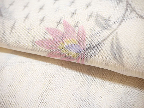 紗紬 夏着物 紬 紗 ベージュ 絣模様 絣 美品 72353cbfe3f501d0906ddc1b35ea03