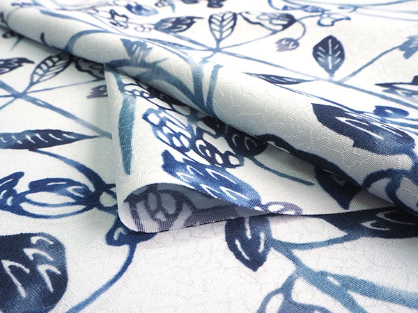 着物　反物 6点セット　白　青　花柄 着物 反物 6点セット 白 青 花柄