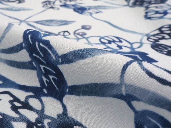 シルック 着物 反物 東レ 普段着 単衣 袷 洗える 仕立て 小紋 ブルー