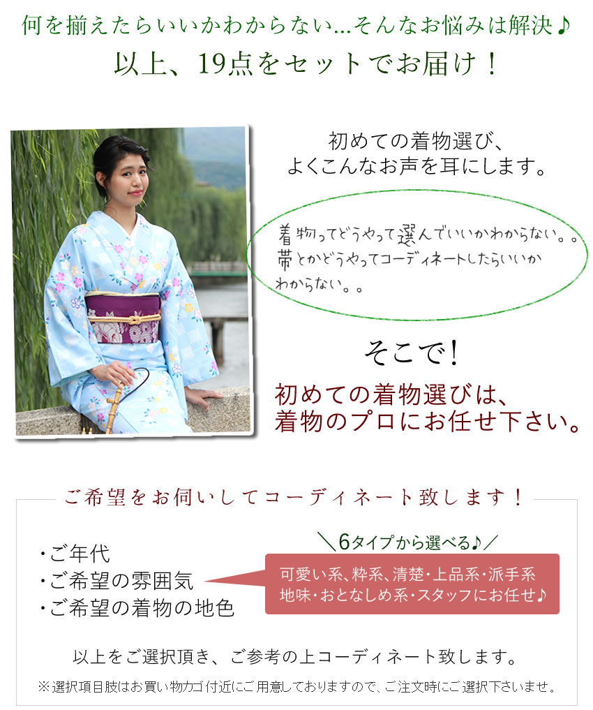 着物 19点セット 着物デビュー 洗える着物 名古屋帯 帯揚げ 帯締め 着付け小物セット 足袋 草履 着物 初心者 | ブランド登録なし | 08