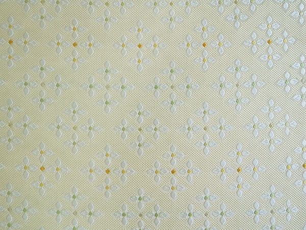 名古屋帯 単品 正絹 仕立て付き 九寸 クリームベージュ紫 花菱 なごや