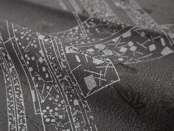 帯揚げ 帯締め セット 正絹 カジュアル向き 丸組 グレー 幾何学柄