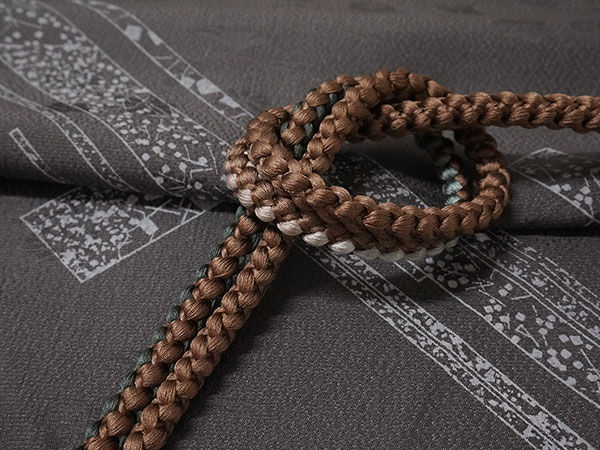 帯揚げ 帯締め セット 正絹 カジュアル向き 丸組 グレー 幾何学柄