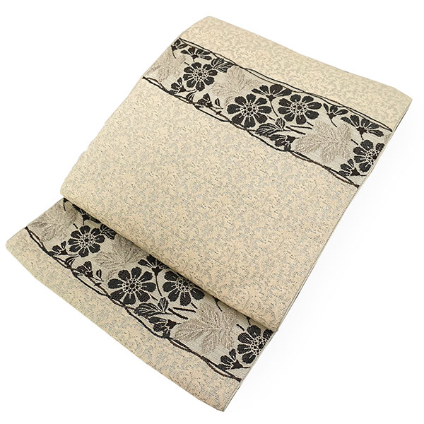 名古屋帯 新品 仕立て上がり 花柄 小菊 全3色 ベージュ グレー