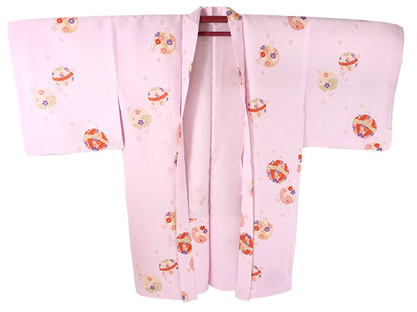 羽織 コート 着物 正絹 中古 桜の花びら模様 桜散らし 羽織紐付き 灰桜色 身丈87.5cm 裄63.5cm きもの北條 A1317-13 kimonoyawakura_kimonoyamayu-