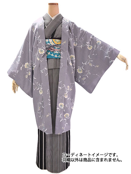 長羽織 洗える羽織 着物コート 冬 レディース 薄紫地 花唐草 羽織 羽織