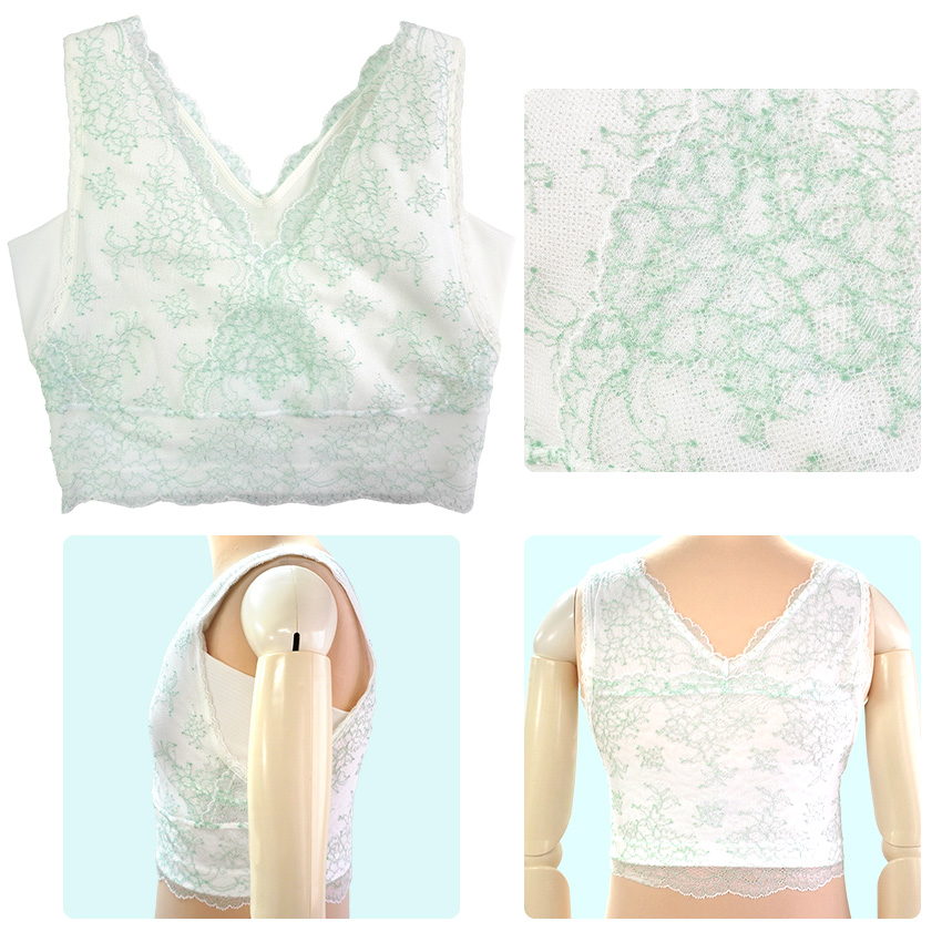 和装ブラジャー S M L LL 白 ホワイト ペパーミント レース ストレッチ 補整 衿秀 美楽っく パッド ポケット 汗脇パット 吸水速乾 接触冷感 和装 レディース | ブランド登録なし | 17