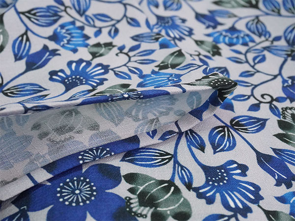 洗える 夏着物 浴衣 単品 グレー ブルー 琉球更紗 Mサイズ 紅型 ブラン