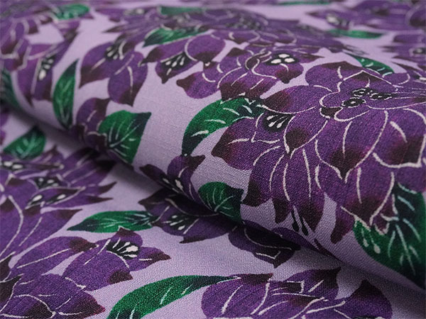 OLIVE浴衣 洗える 夏着物 浴衣 単品 パープル ブーゲンビリア Sサイズ 紅型