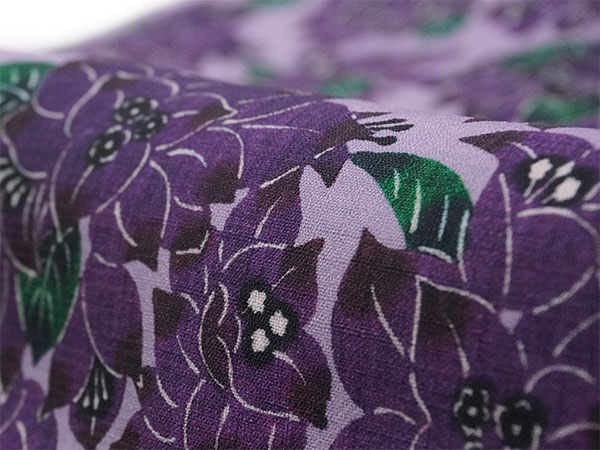 洗える 夏着物 浴衣 単品 パープル ブーゲンビリア Sサイズ 紅型