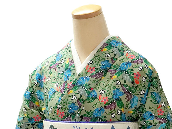 グリーン　浴衣単品 楽天市場】グリーン（柄椿）（浴衣｜和服）：レディース