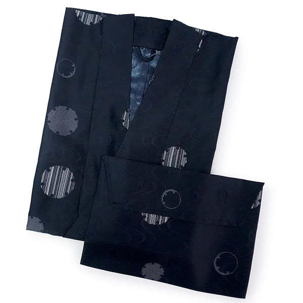 着物 雨コート 撥水加工 ダークネイビー 雪輪 XLサイズ 仕立て上がり ワンピース 道中着衿 携帯ポーチ付き ポリエステル 塵除け |  | 01