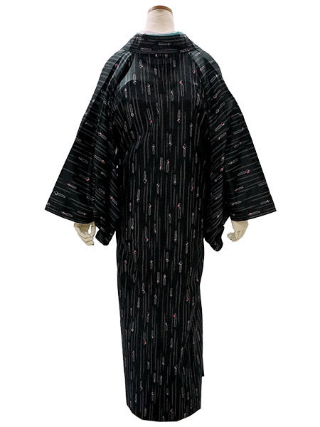 着物 雨コート 撥水加工 ブラック かんざし柄 Lサイズ 仕立て上がり ワンピース 道中着衿 ポリエステル 塵除け |  | 08