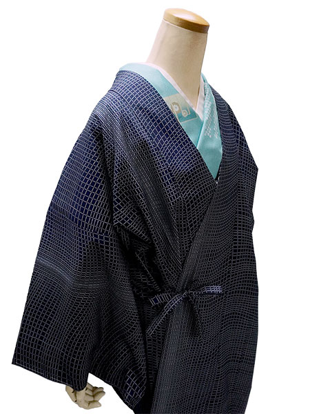 雨コート 反物 羽尺 正絹 西陣織 濃紺系 縞 ロングコート 塵除け フォーマル ～ カジュアル 未使用 未仕立て 新古品 みやがわ sb14970 着物 雨コート 縞しま：つゆくさ公式通販サイト