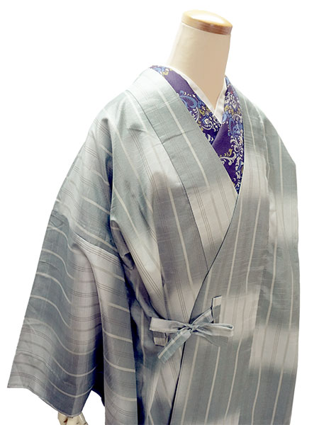 着物 雨コート 撥水加工 グレー ぼかし 縞 XSサイズ 仕立て上がり ワンピース 道中着衿 ポリエステル 塵除け |  | 07