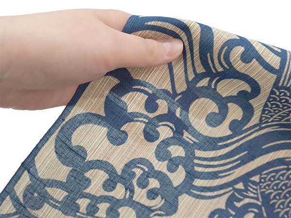 竺仙 浴衣 夏着物 反物 単品 引き染 綿 奥州小紋 生成地 紺 荒磯