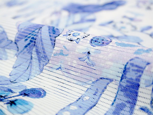 浴衣 レディース 単品 みすゞうた フリーサイズ 綿絽 ホワイト ブルー