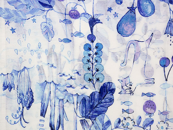 浴衣 レディース 単品 みすゞうた フリーサイズ 綿絽 ホワイト ブルー