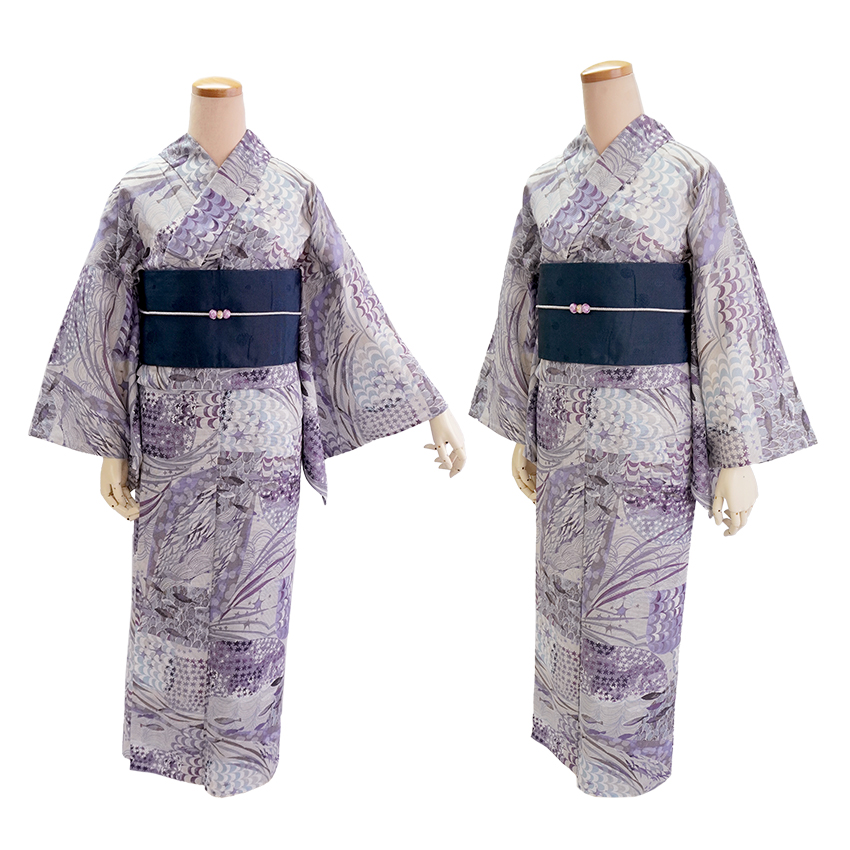 みすゞうた・みすずうた 浴衣「水辺の木」グレー×パープル 綿絽 身丈163裄68 楽天市場】浴衣 レディース 単品 みすずうた フリーサイズ
