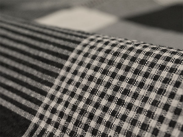 綿麻きもの 浴衣 単品 しじら織 ブラック オフホワイト 格子 チェック