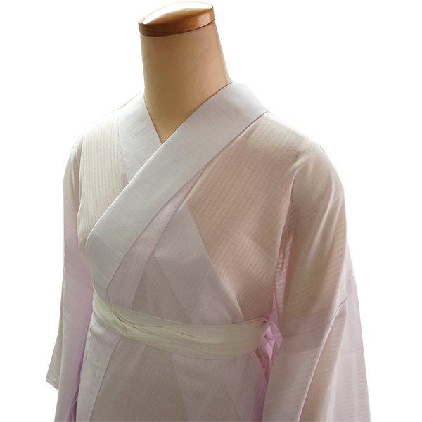 【新品】夏用　二部式長襦袢　東レ　爽竹　Mサイズ　半衿付　日本製 東レ 爽竹 長襦袢 洗える長襦袢 夏 パープル M L サイズ 半衿