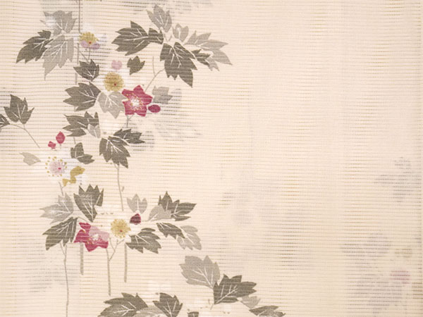 洗える 夏着物 絽 お仕立て上がり 単品 ライトベージュ 花 秋明菊 M