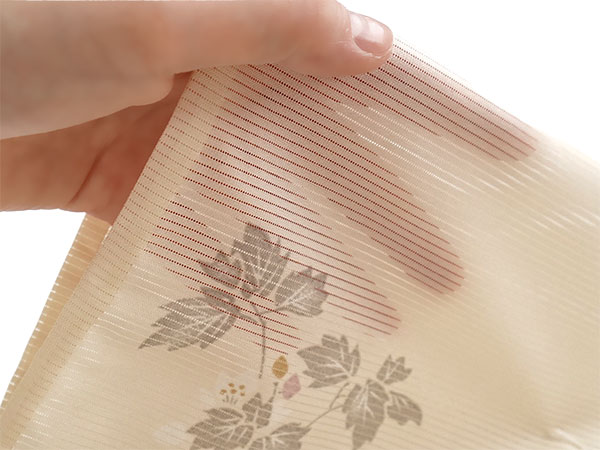 洗える 夏着物 絽 お仕立て上がり 単品 ライトベージュ 花 秋明菊 M
