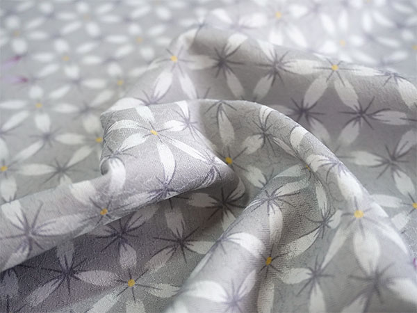 洗える着物 反物 東レシルック 小紋 フルオーダー 仕立て付 グレー 亀甲 花 大久保信子流きもの 和服 袷 単衣 レディース | シルック | 03