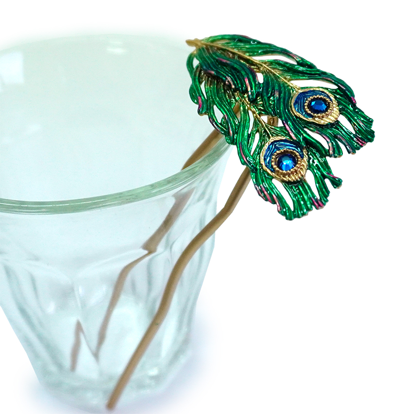 数ーSUUー 髪飾り かんざし 簪 孔雀 クジャク 羽根 SUU 髪留め リアル