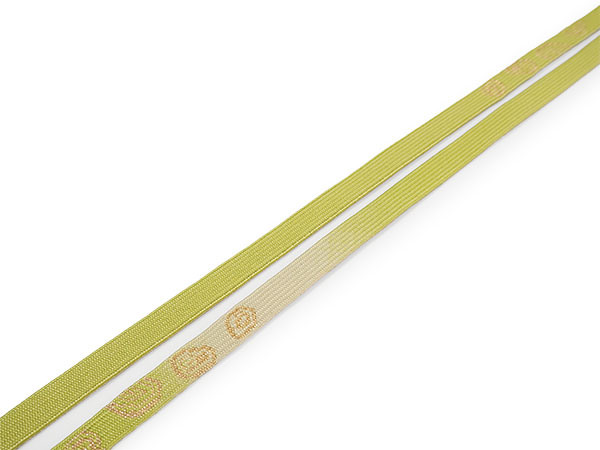 帯締め・帯揚げセット 正絹 帯揚げ帯締めセット 平組 金糸 茶色ｘ緑色 2点 唐草花模様 絹100% 和装小物 箱入 新品 【キモノオフ野々市若松店】 帯締め・帯揚げセット 正絹 帯揚げ帯締めセット 平組 金糸 茶色x緑色