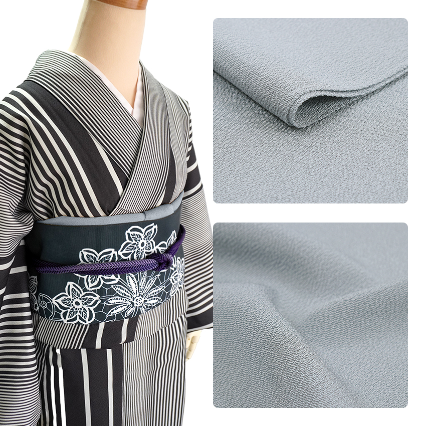 帯揚げ 2枚セット 正絹 無地 ちりめん 冬 紺 グレー 冬の夜 雪景色