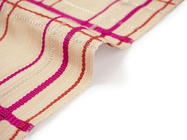 兵児帯 絹 米沢織 ベージュ ピンク 銀 チェ...の詳細画像3