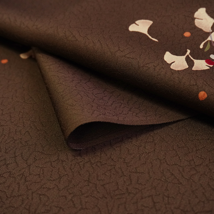 東レシルック 洗える着物 長襦袢 2点セット 反物 フルオーダー仕立て付 小紋 茶色 ブラウン 銀杏 薄ベージュ 麻の葉 四季花地紋 |  | 06