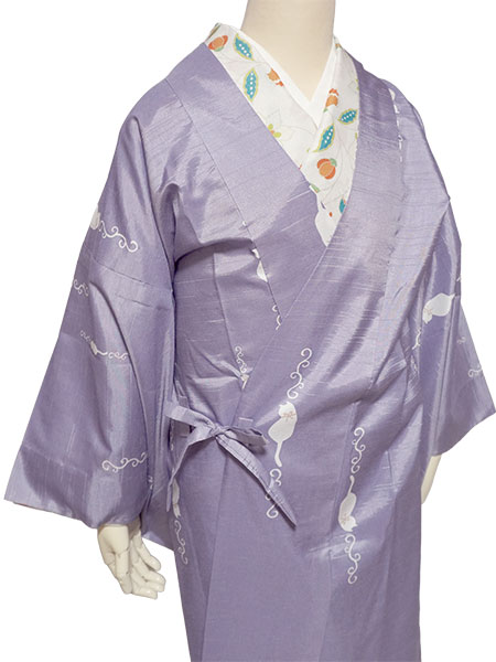 着物 雨コート 一部式 Sサイズ パープル ねこ 道中着衿 仕立て上がり ポリエステル 塵除け 洗える 雨の日 |  | 07
