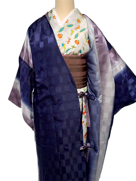 着物 雨コート 一部式 Mサイズ ネイビー パープル ぼかし 道中着衿 仕立て上がり ポリエステル 塵除け 洗える 雨の日 |  | 06