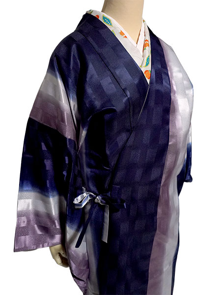 着物 雨コート 一部式 Mサイズ ネイビー パープル ぼかし 道中着衿 仕立て上がり ポリエステル 塵除け 洗える 雨の日 |  | 07