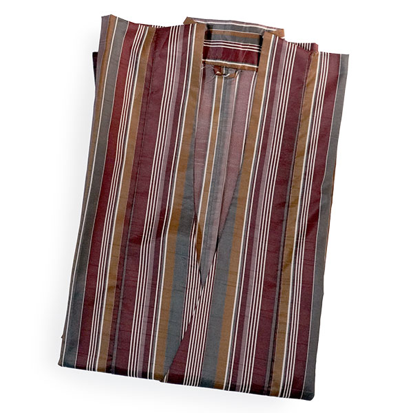 着物 雨コート 一部式 Lサイズ ブラウン カーキ 縞 道中着衿 仕立て上がり ポリエステル 塵除け 洗える 雨の日 |  | 01