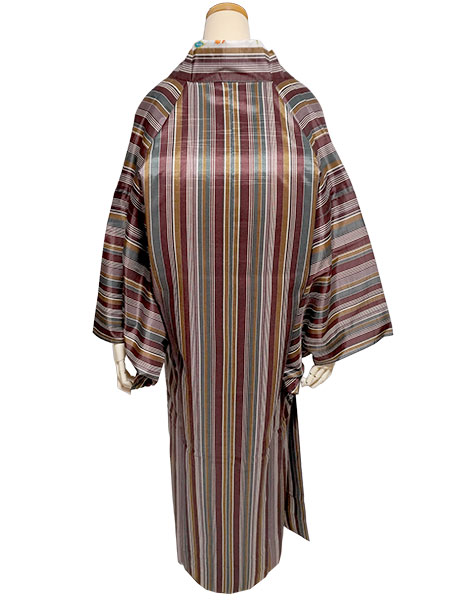 着物 雨コート 一部式 Lサイズ ブラウン カーキ 縞 道中着衿 仕立て上がり ポリエステル 塵除け 洗える 雨の日 |  | 08