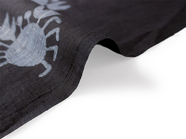 竺仙 浴衣 夏着物 反物 単品 注染 綿 キングサイズ 濃紺地 青 かに